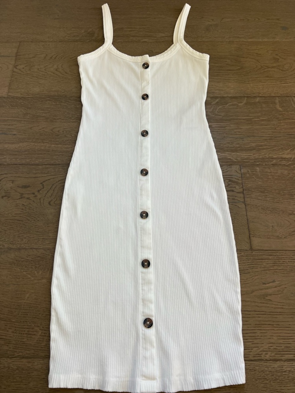 ❤️ Aware by Vero Moda Ribbed Button Front Midi Dress White Small